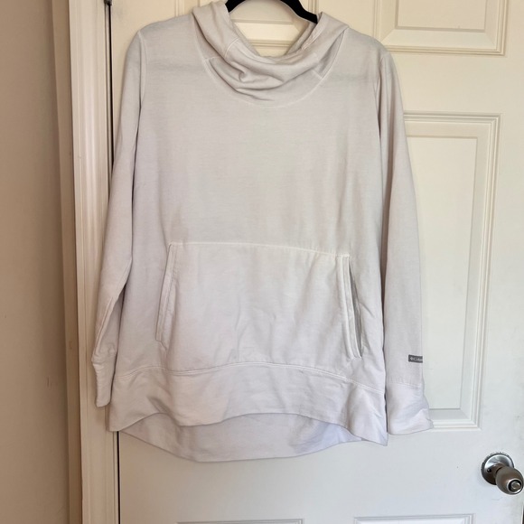 Columbia Tops - Columbia Hooded Sweatshirt Cowl Neck Pullover Tunic Top Activewear White Size XL